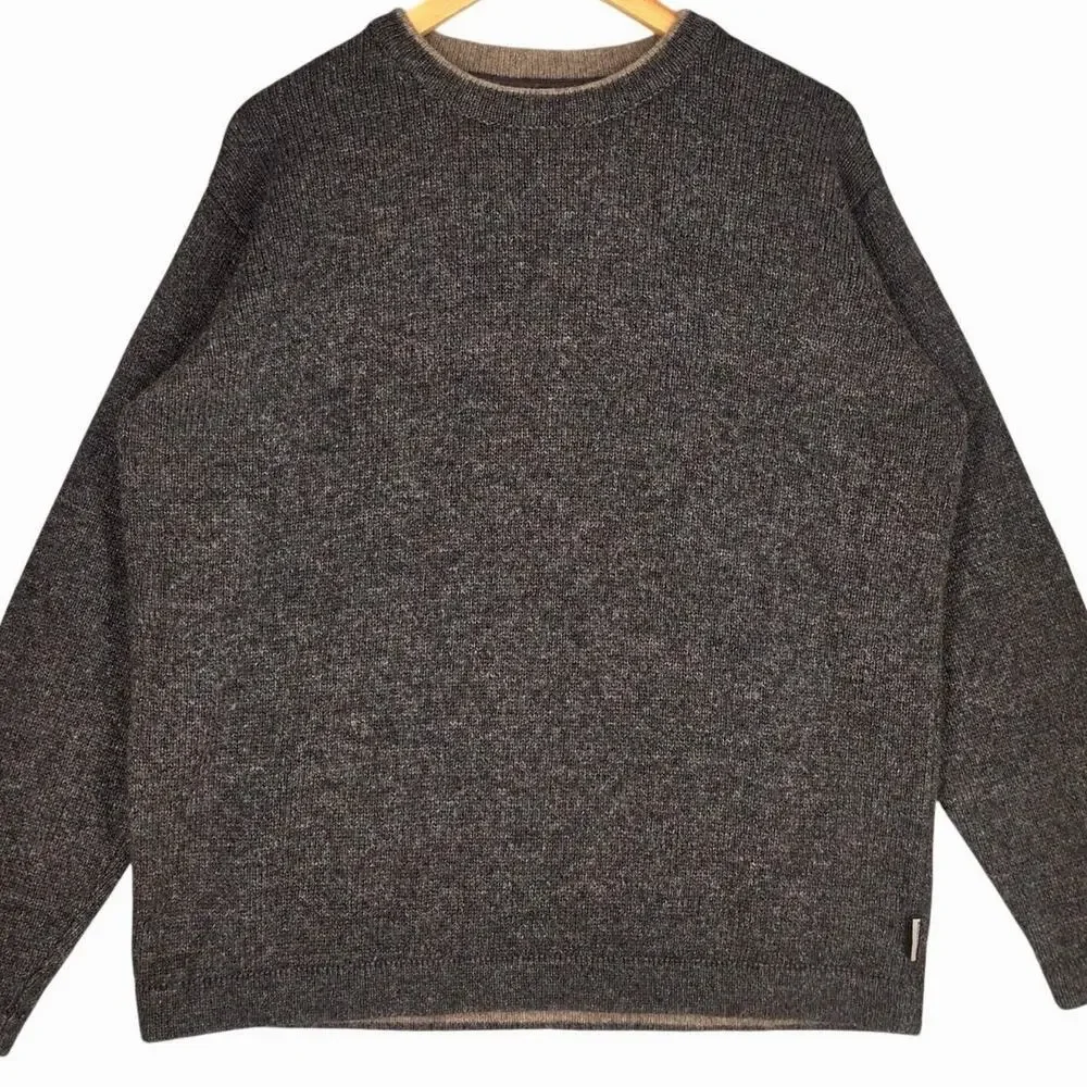 WOOLRICH MEN'S WOOL CREWNECK SWEATER – CHOCOLATE HEATHER – SIZE M – WOOL BLEND